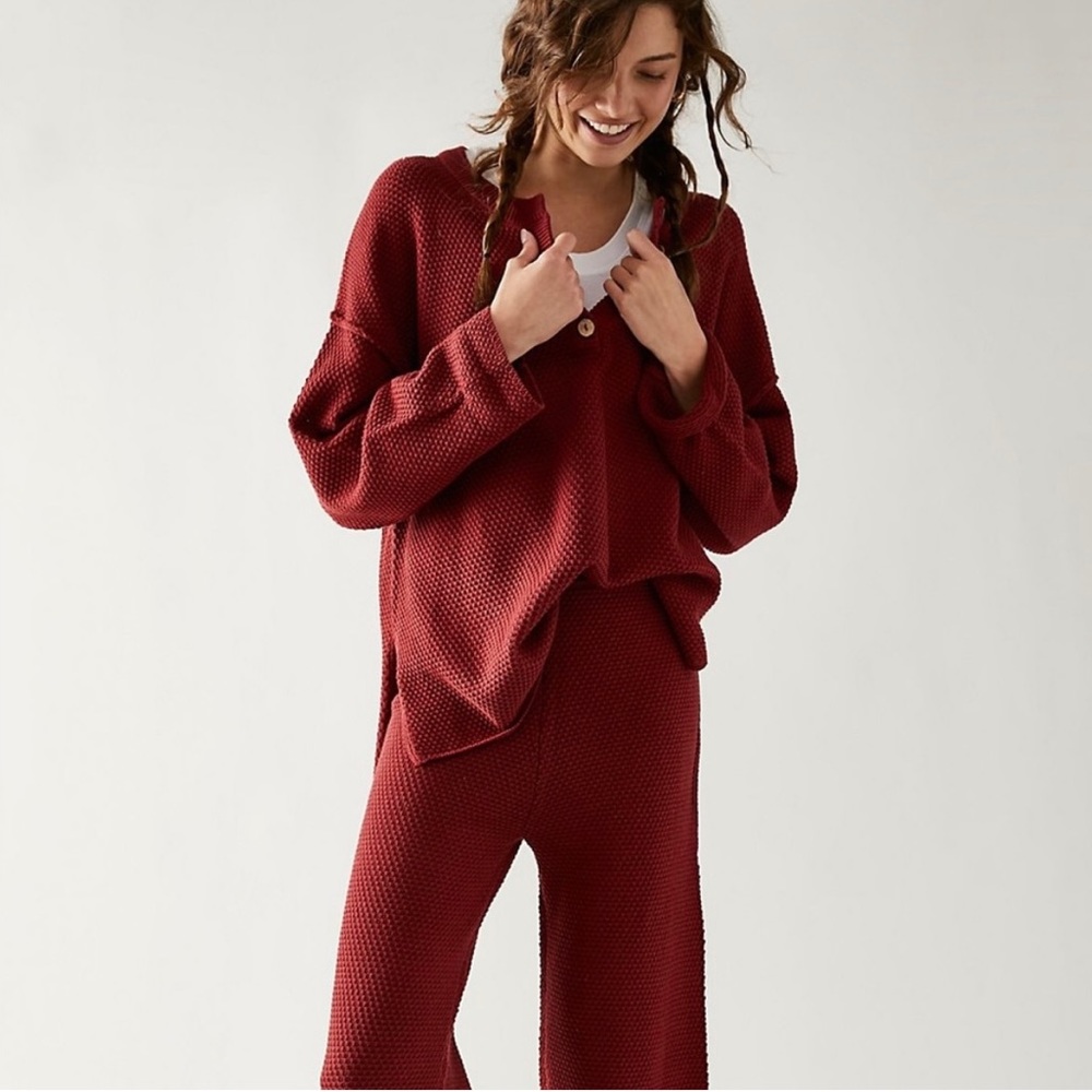 Free People Hailee Sweater Set Burgundy